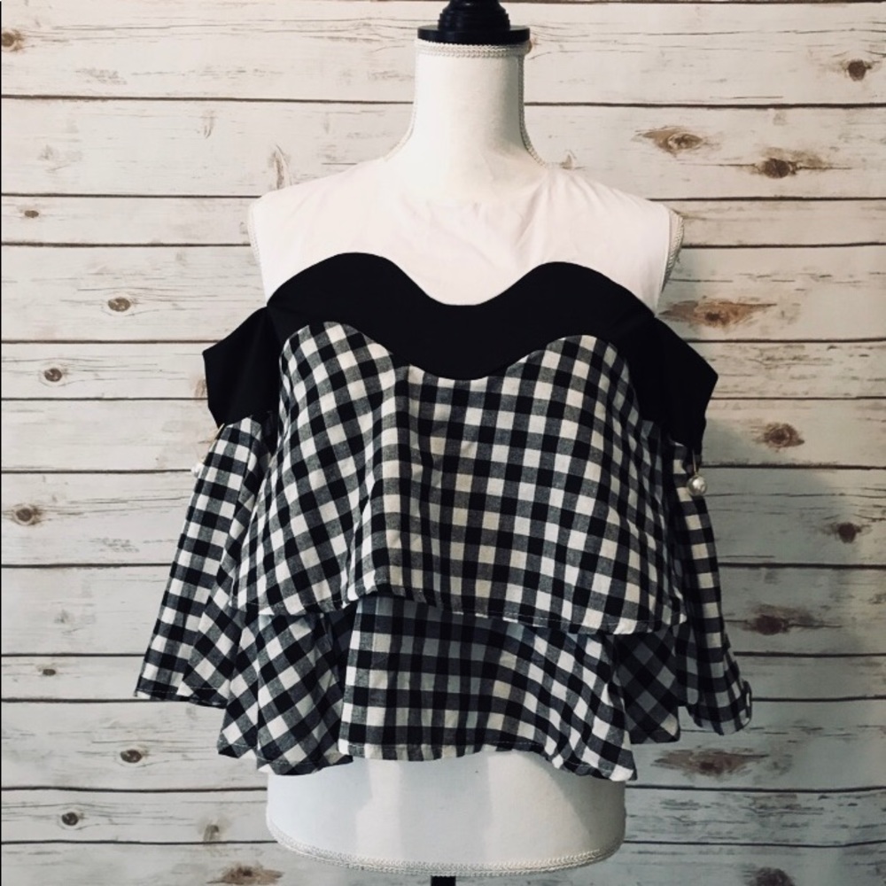 Chicwish plaid cold shoulder top